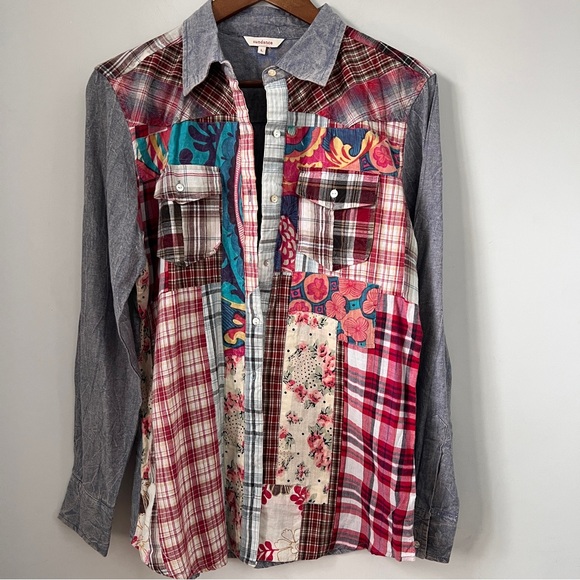Sundance Tops - Sundance Colorful Patchwork Button Down Shirt